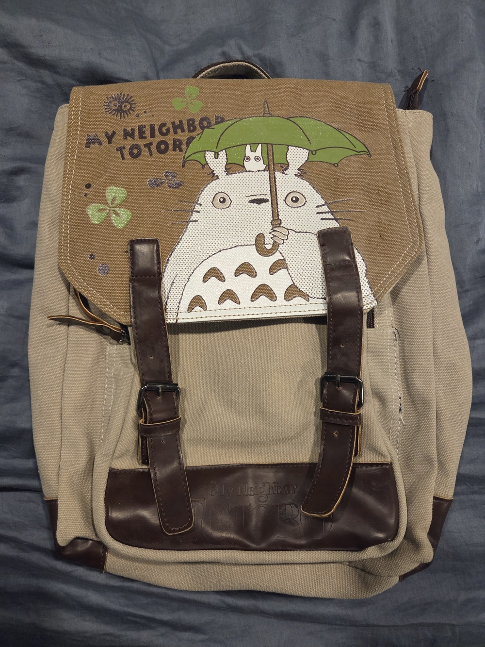 My Neighbor Totoro Beige Canvas Backpack with Brown Trim